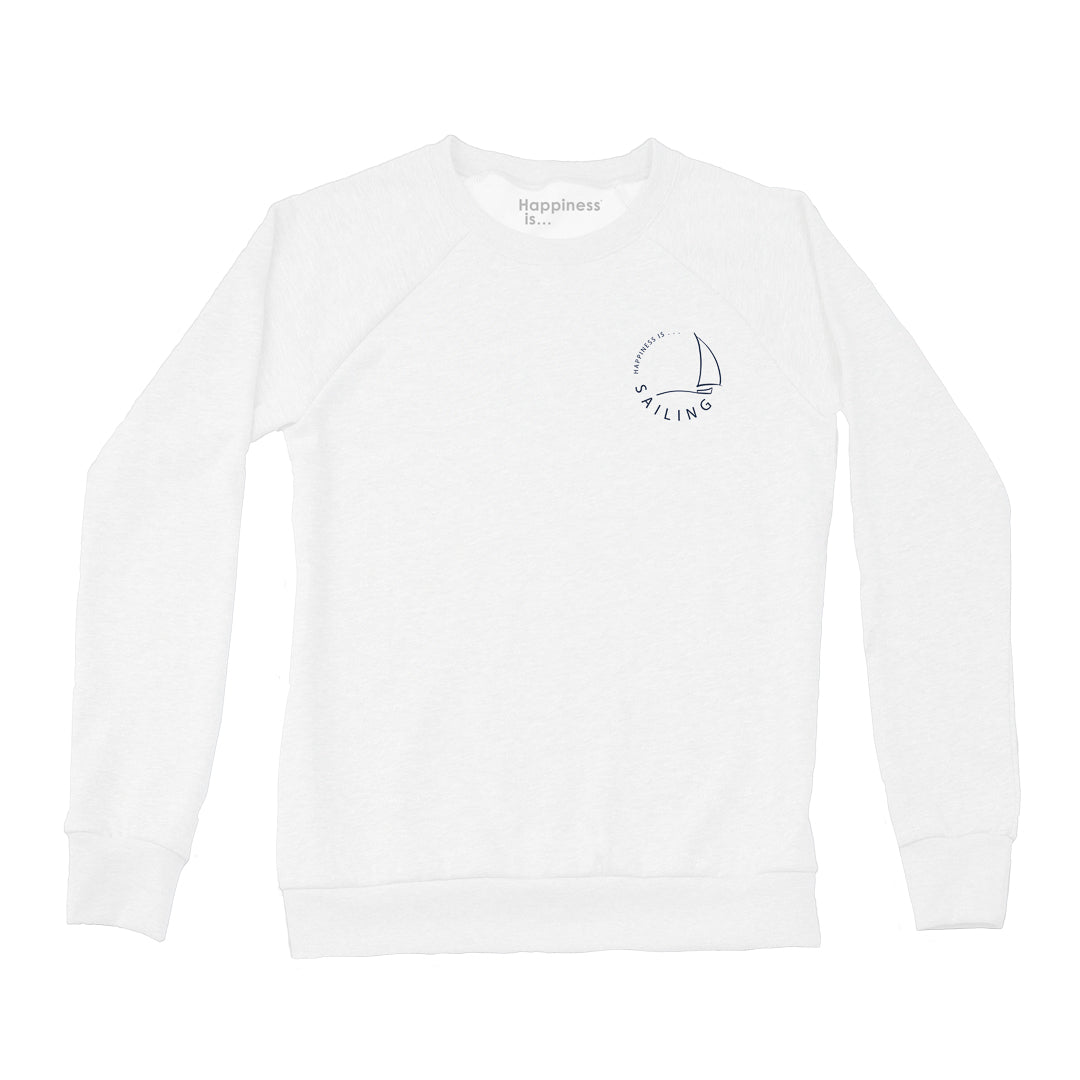 Women's Sailing Crew Sweatshirt Left Chest, White