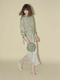 Champagne Satin Pleated Skirt
