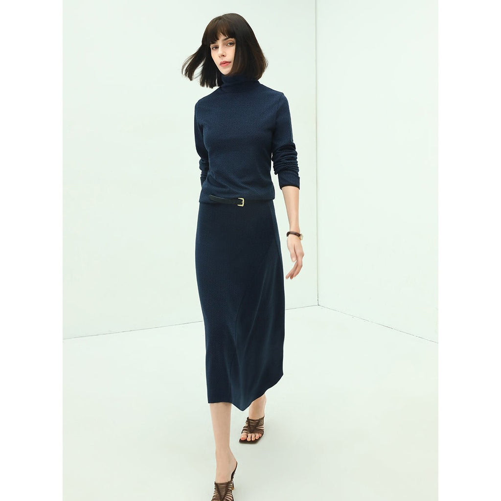 Soft Herringbone Midi Skirt