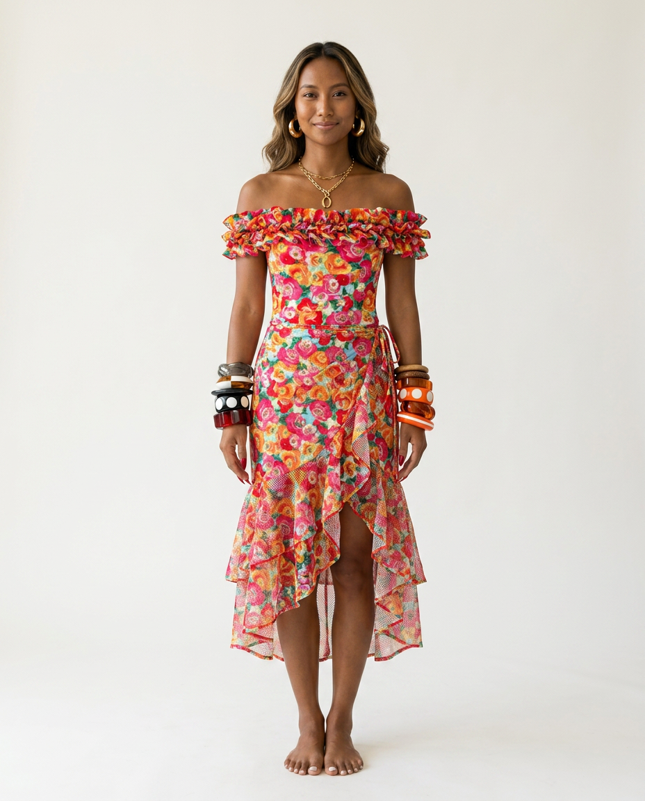 Floral Ruffle One-Piece