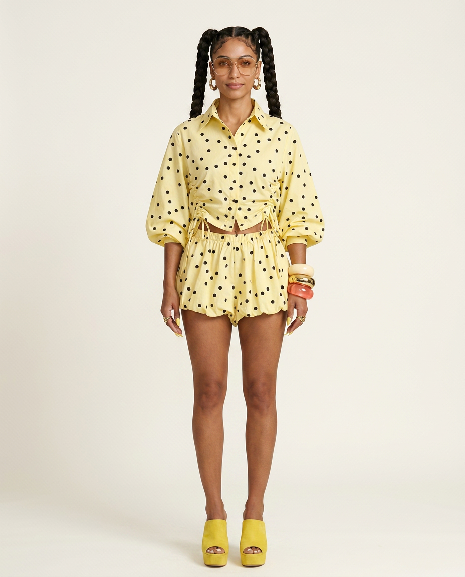 Polka Dot Crop Top Short Set