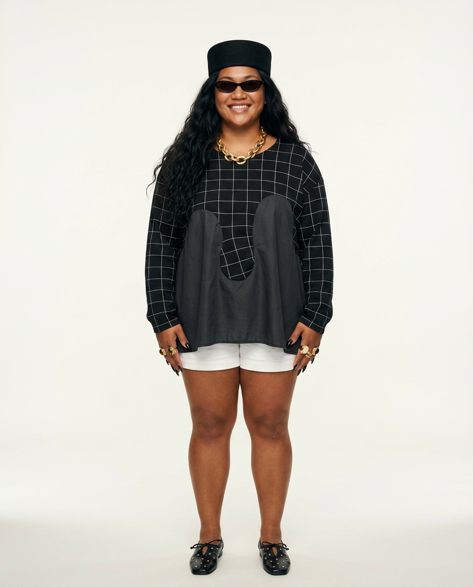 Plaid Patchwork Cotton Tee