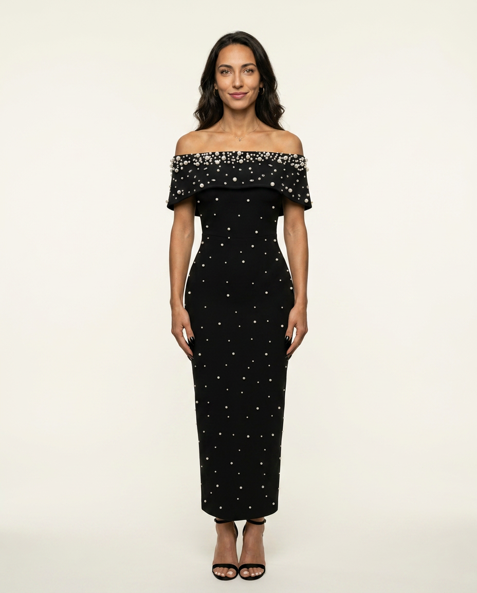 Pearl Off-Shoulder Bandage Dress