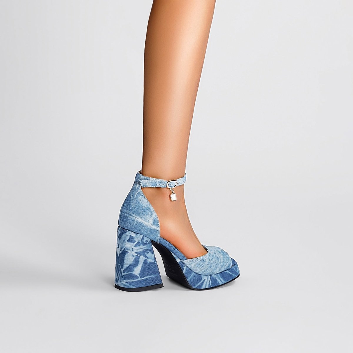 Summer Denim Open Toe Ankle Strap Sandals