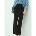 Black Wrap Skirt Side Slit