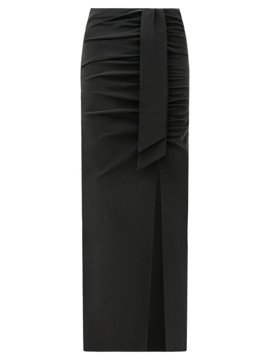 Black Wrap Skirt Side Slit