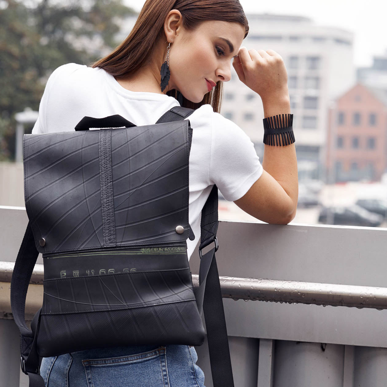 Slim Vegan Rubber Backpack