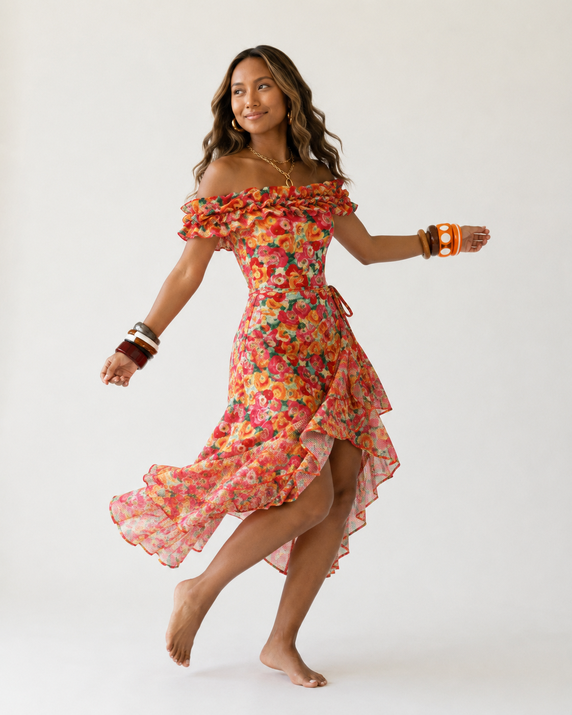 Floral Ruffle One-Piece