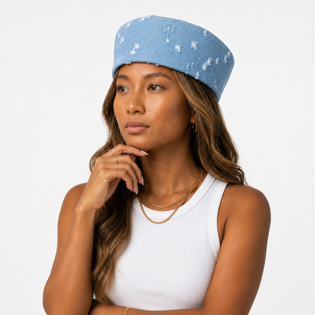 Striped Cotton Boho Beret