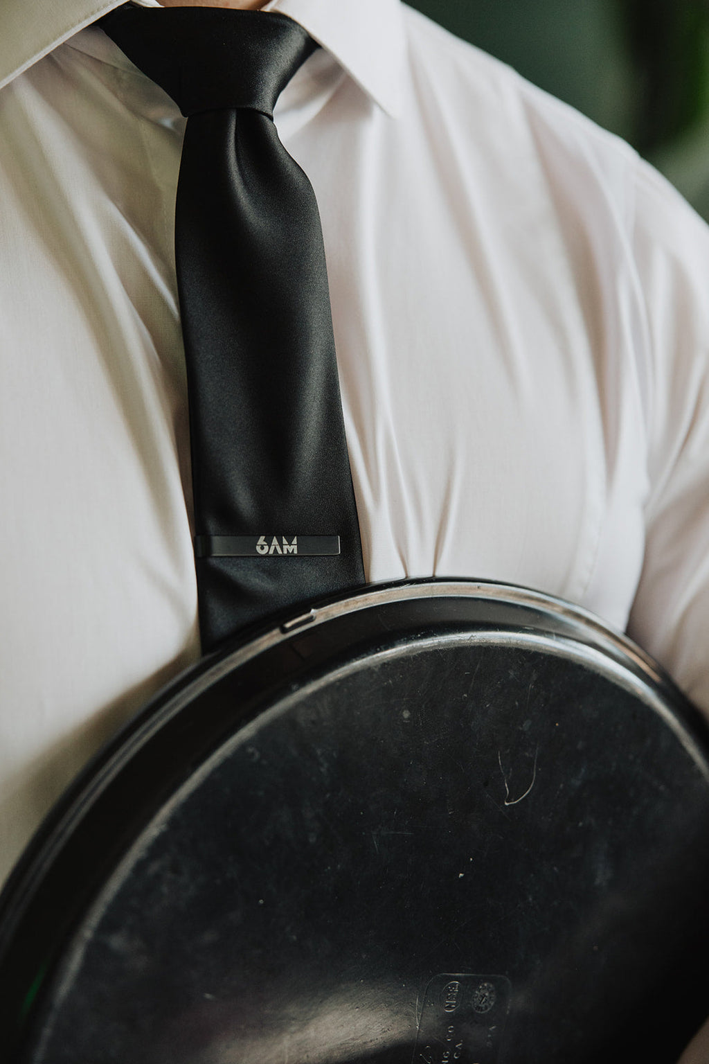 Black Steel 6AM Tie Clip