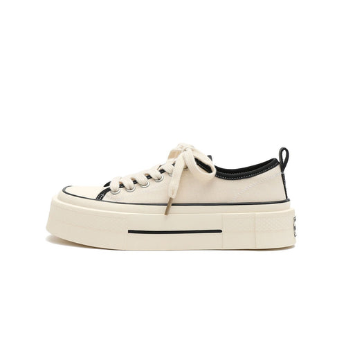Beige Platform Canvas Sneakers